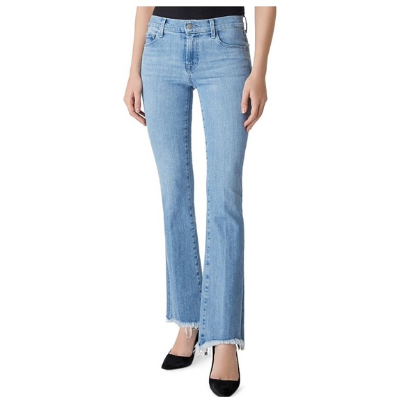 J BRAND Sallie Mid Rise Bootcut Light Raw Hem Jeans in Cloud Wash